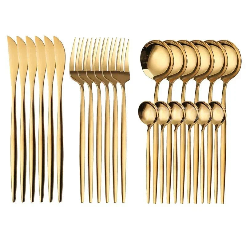 Golden Cutlery Set Luxury – 24-Piece For Stylish Dining Experience Kalsten