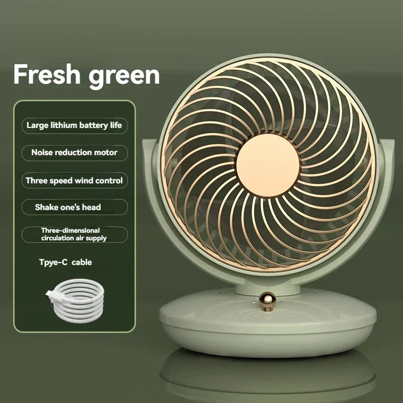 Kalsten | BreezeLoop Table Fan with 360° Rotation | USB Fan with 3 Speeds & Battery | Quiet & Compact | For Office, Bedroom & Home