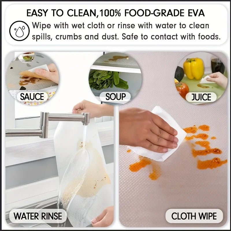 Kalsten | FridgeGuard 4-piece set fridge mats | EVA material | Washable, mold resistant & anti-oil | For fridge, drawers & shelves