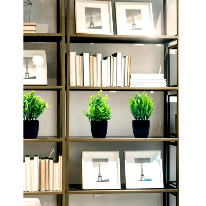 Kalsten | Leafora Artificial Eucalyptus Plant in Black Pot | Mini Decorative Plant | For Table, Bathroom & Office