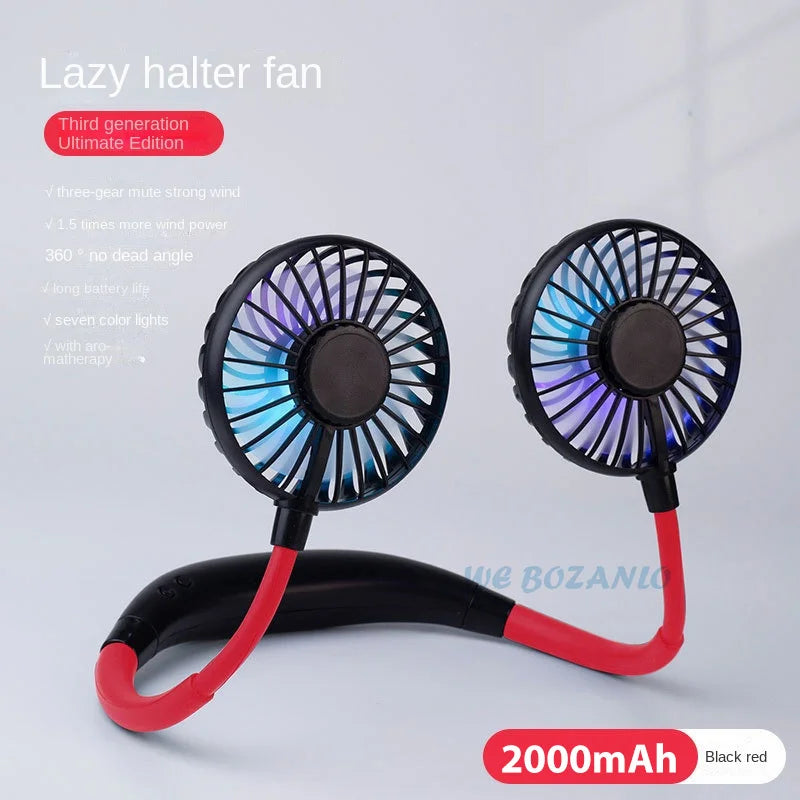 USB Portable Hands-Free Neck Fan - Rechargeable Mini Sports Fan, 3-Speed Adjustable Dual Fan for Home Office & Outdoor Use | Kalsten