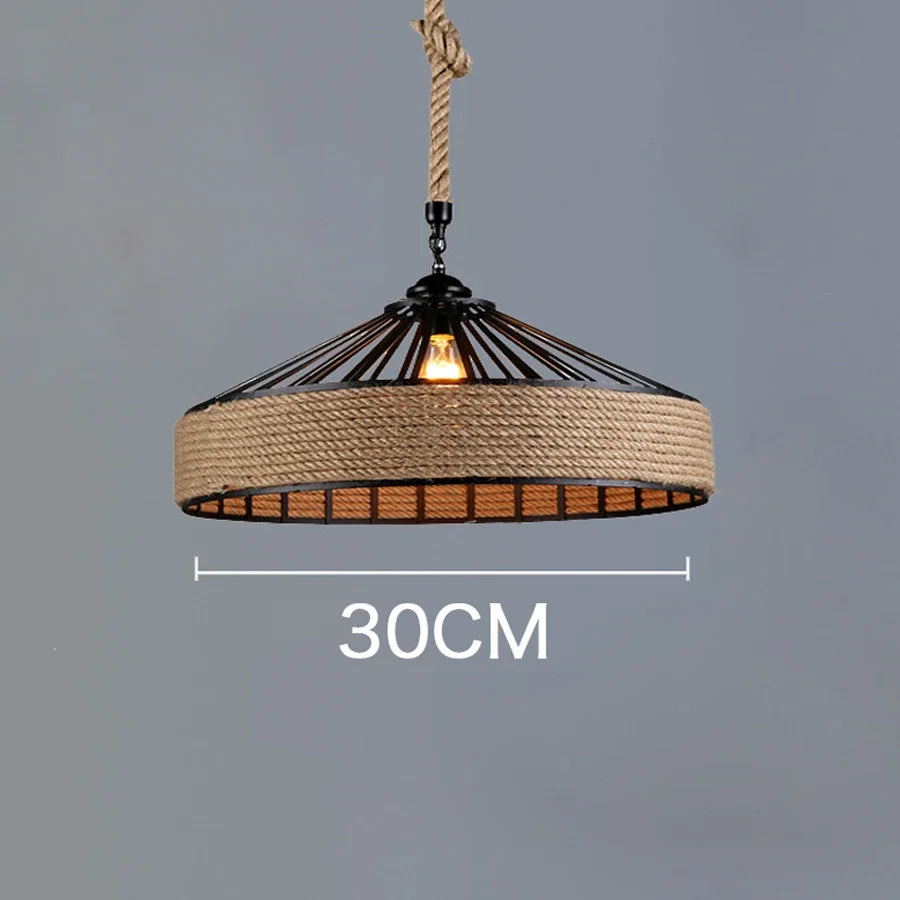Classical Hemp Rope Pendant Hanging Lamp: Antique Industrial Chandelier for Dining Room and Home Decor | Kalsten