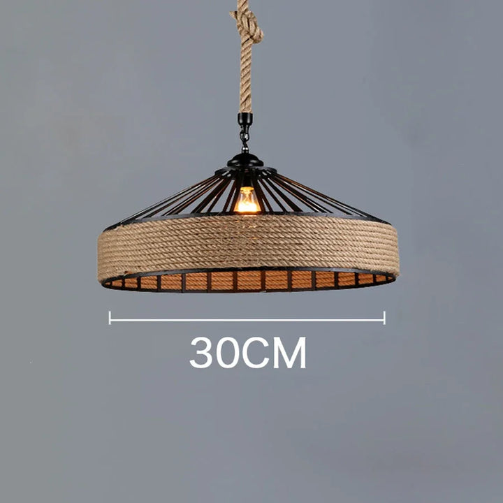 Classical Hemp Rope Pendant Hanging Lamp: Antique Industrial Chandelier for Dining Room and Home Decor | Kalsten