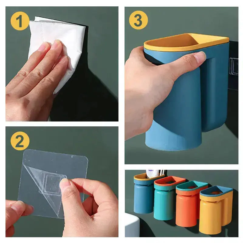 Kalsten | Wall-mounted adhesive toothbrush holder – stress-free & tidy storage