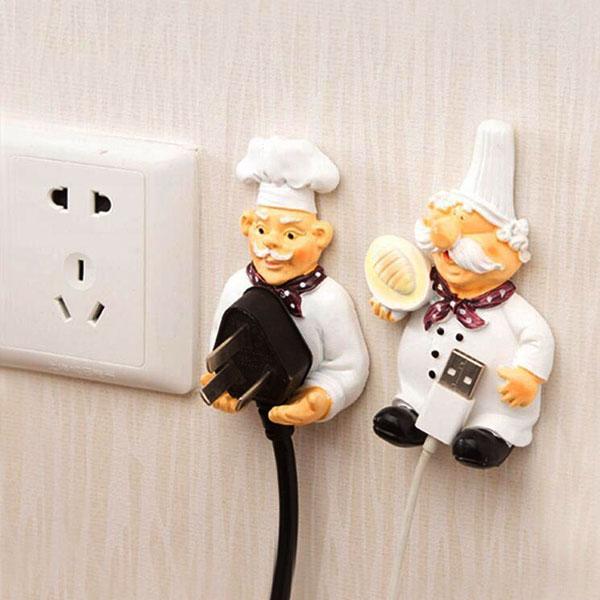 Self-Adhesive Chef Plug Hook Holder (Set of 2) | Kalsten