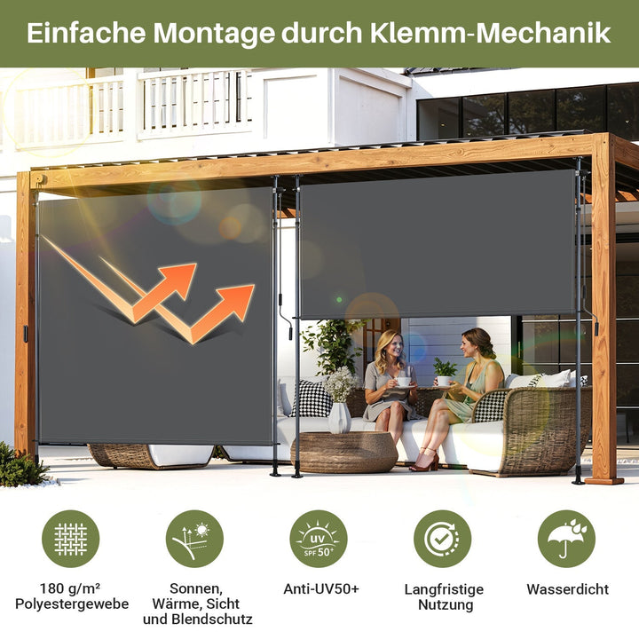 Klemm awning vertical awning with hand crank without drilling | Kalsten