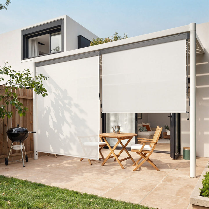 Vertical awning exterior roller blind with hand crank | Kalsten