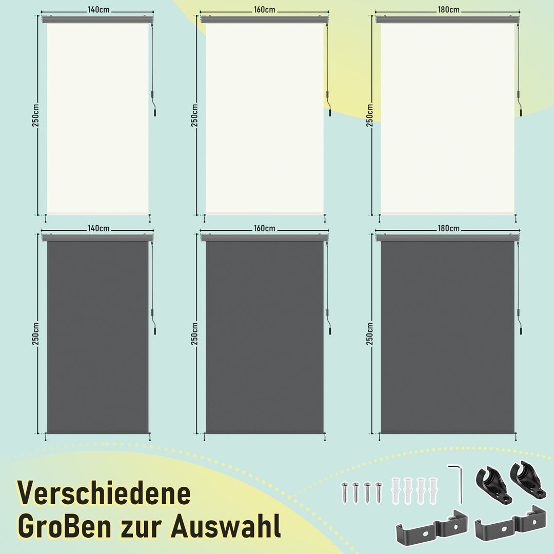 Vertical awning exterior roller blind with hand crank | Kalsten