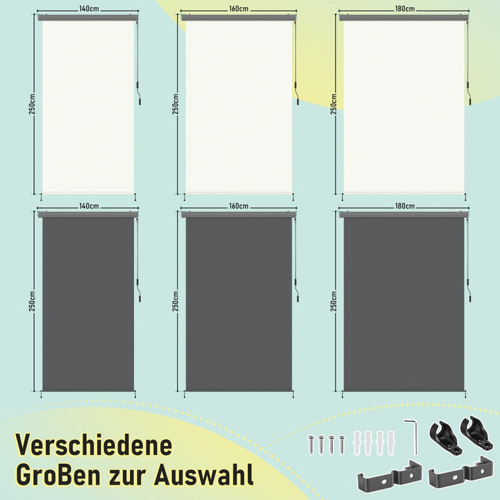 Vertical awning exterior roller blind with hand crank | Kalsten