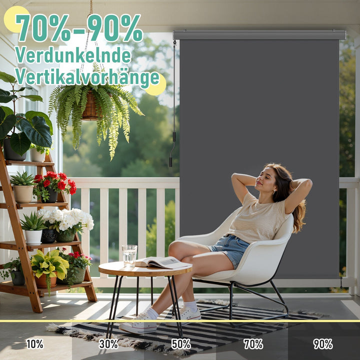 Vertical awning exterior roller blind with hand crank | Kalsten