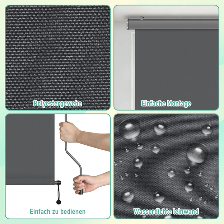 Vertical awning exterior roller blind with hand crank | Kalsten
