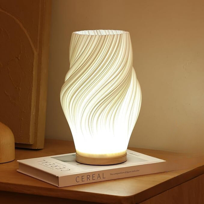 LunaSwirl | Luxury Modern Swirl LED Table Lamp – Elegant Ambient Lighting | Kalsten