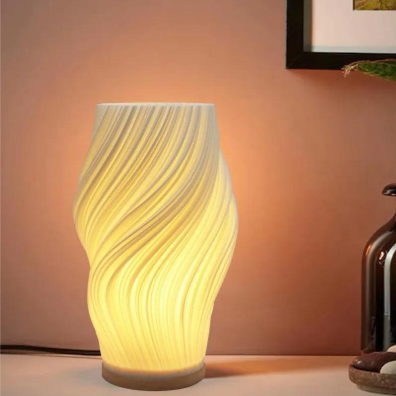 LunaSwirl | Luxury Modern Swirl LED Table Lamp – Elegant Ambient Lighting | Kalsten