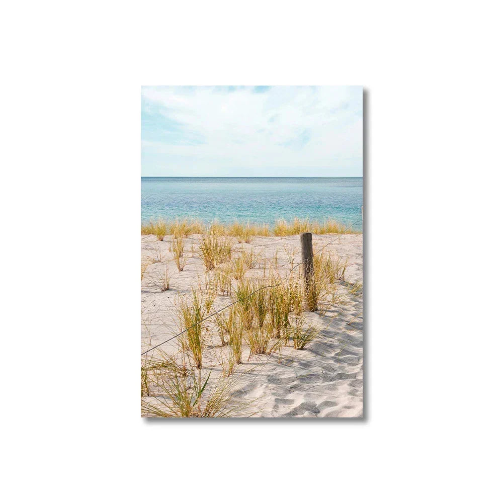 Set of 3PCS Blue Ocean Sandy Beach Wall Art Fine Art Canvas Print Inspiration Seascapes Images of Serenity for Living Room | Skanto