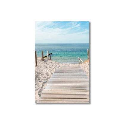 Set of 3PCS Blue Ocean Sandy Beach Wall Art Fine Art Canvas Print Inspiration Seascapes Images of Serenity for Living Room | Skanto