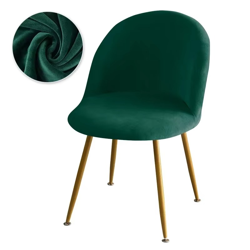 Kalsten | Elastic Velvet Chair Covers - Stretch Low Back Slipcovers for Dining and Makeup Chairs