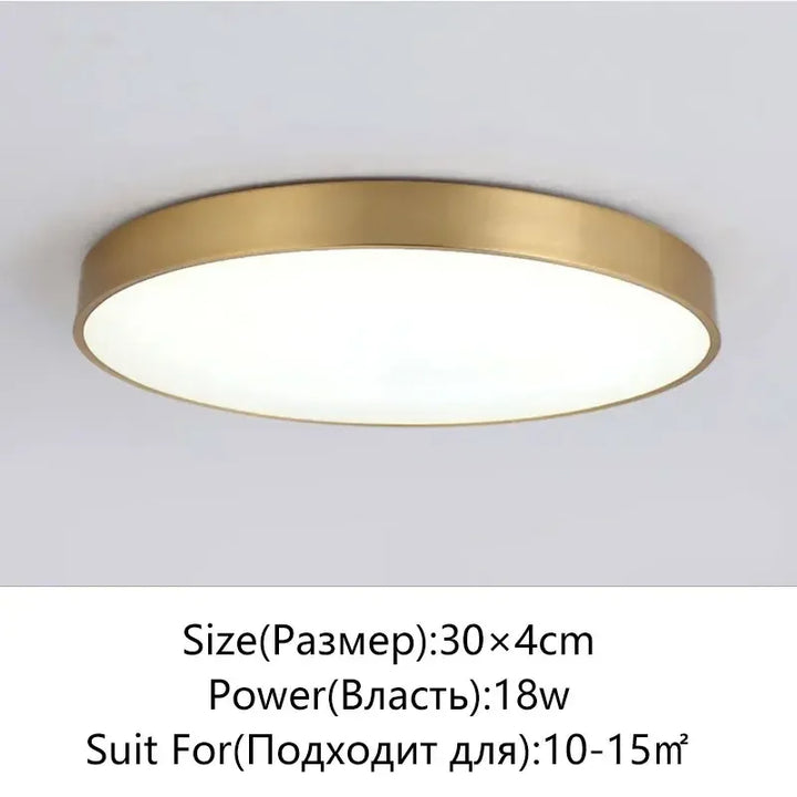 Modern LED Corridor Ceiling Light Lamps - Simple Golden Round | Kalsten