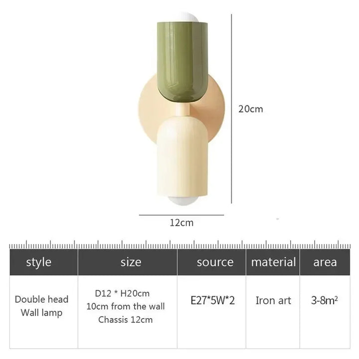 Kalsten | Nordic LED Wall Lamp Modern Minimalist Cream Double Head Lights For Living Room Bedroom Besides Study Indoor Decoration Fixture