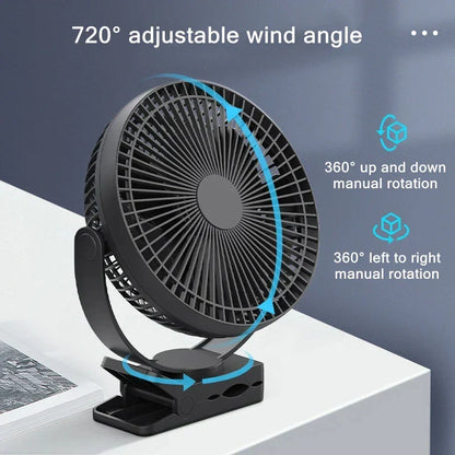 BowLift | AerisClip Battery Fan | 360° Rotation | 10000mAh | With Clip & USB-C