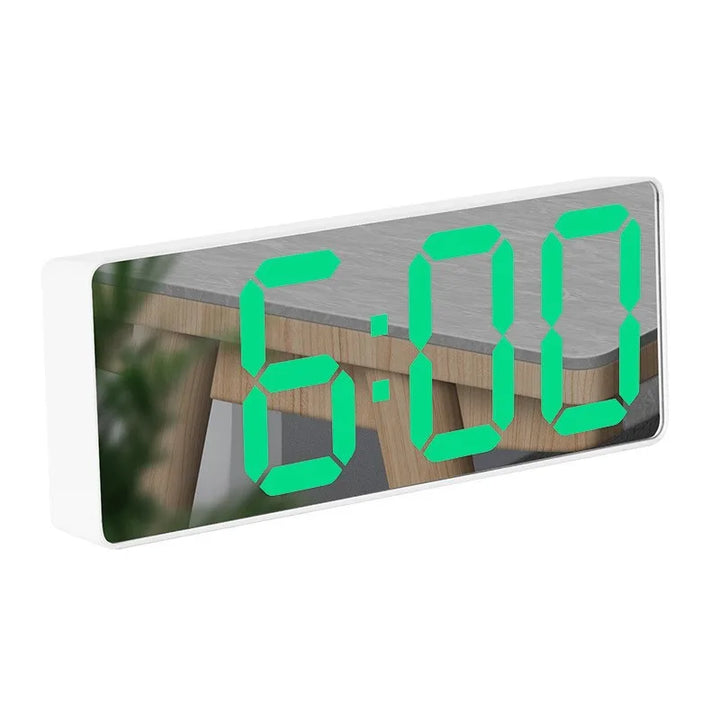 Modern Electronic Mirror Alarm Clock with LED Display, Alarm Function and Temperature Display – Stylish Digital Clock for Bedroom and Office | Kalsten