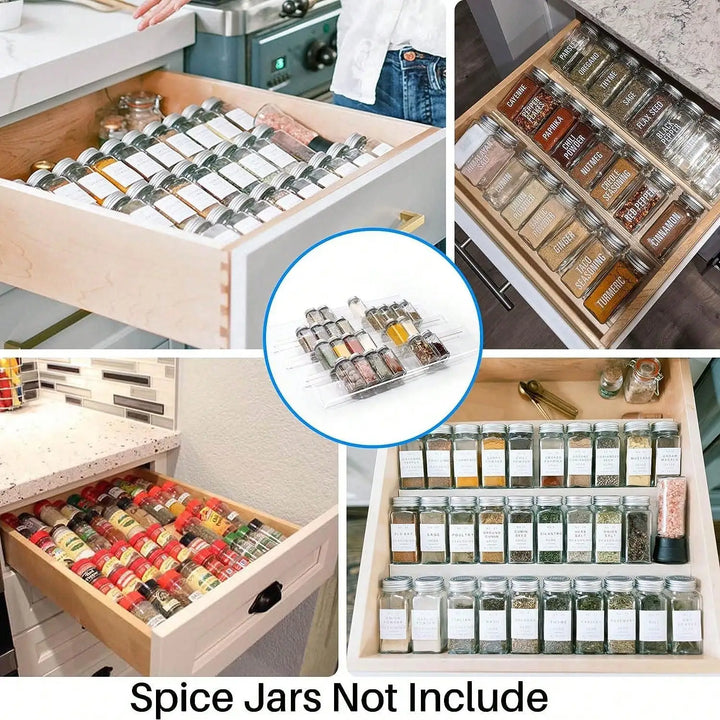 Spice drawer organizer made of acrylic | 2 levels, angled & stackable | Kalsten