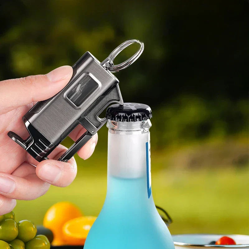 Modern Windproof Metal  Bottle Opener Keychain Lighter | Kalsten