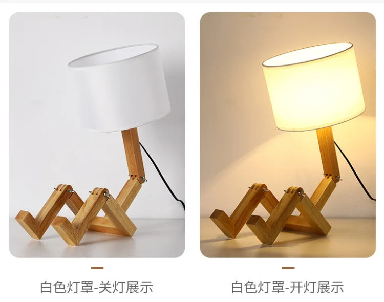 Playful Robot Table Lamp - made of Sustainable Wood for Creative Spaces Kalsten