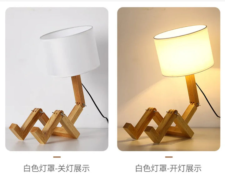 Playful Robot Table Lamp - made of Sustainable Wood for Creative Spaces Kalsten