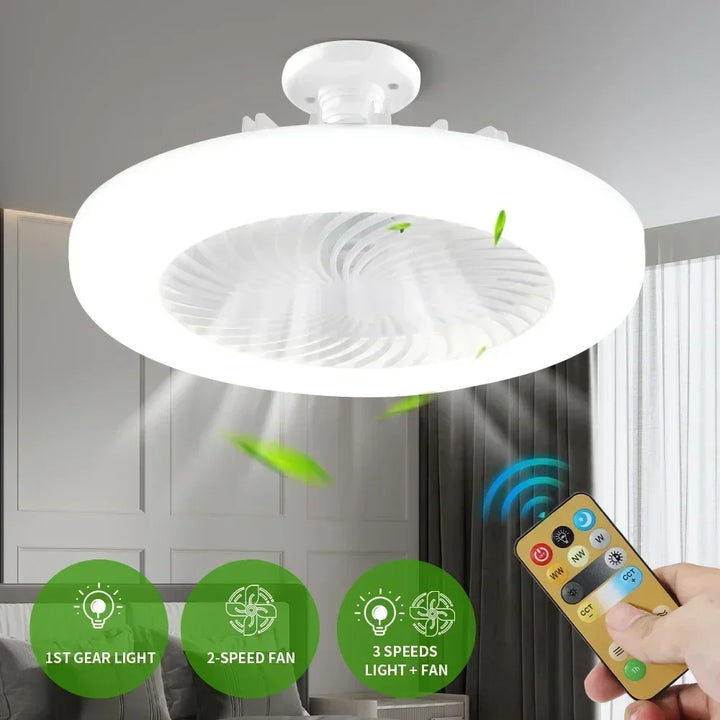 Upgrade Your Living Space with the Smart Remote Control Ceiling Fan - LED Lighting and E27 Converter Base Included for Ultimate Convenience | Kalsten