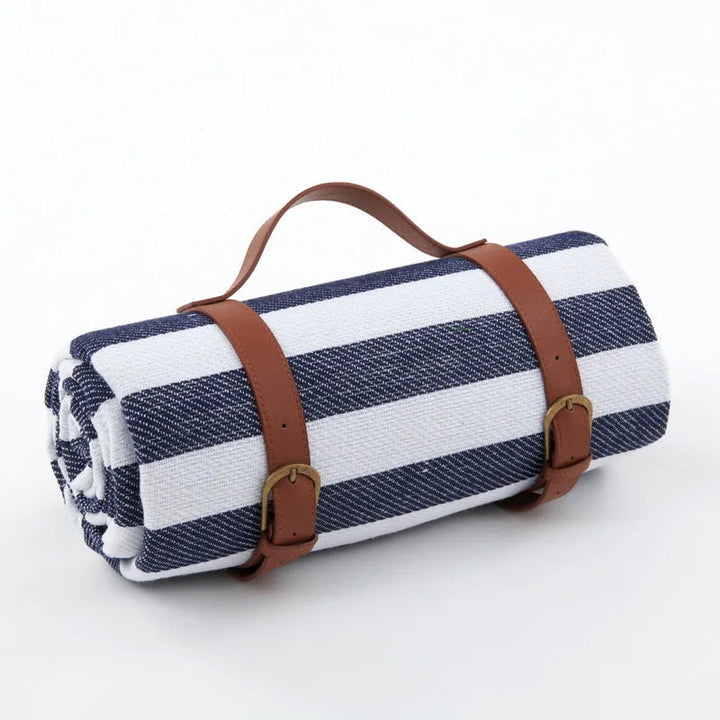 Waterproof picnic blanket with leather carrying strap | Kalsten