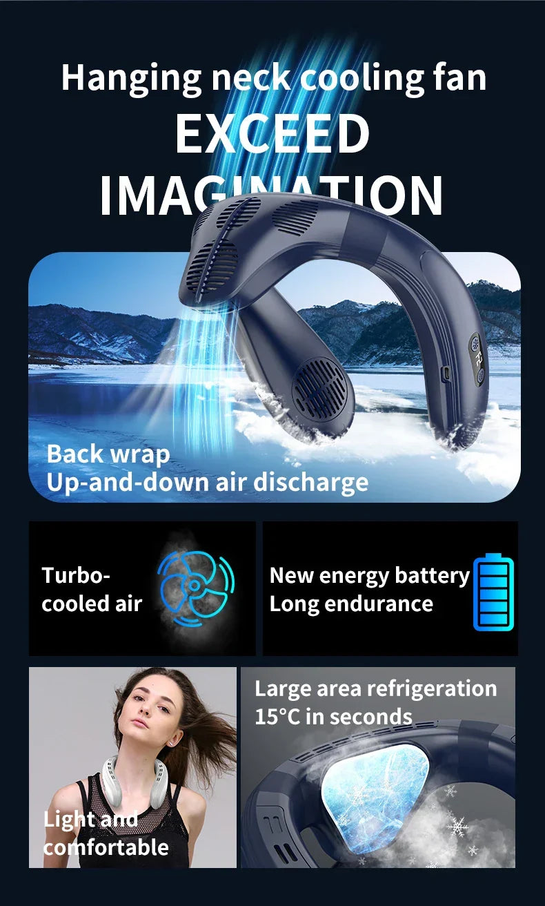 Portable Neck Fan 5200mAh – Rechargeable Wearable Semiconductor Cooling Fan, Personal Outdoor Neck Air Conditioner | Kalsten