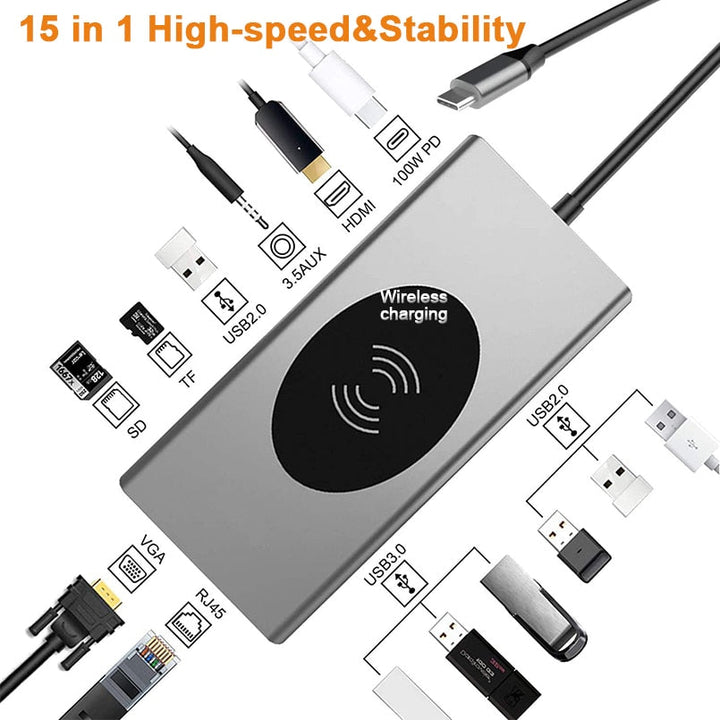 Kalsten | 15in1 USB-C Wireless Charging Docking Station