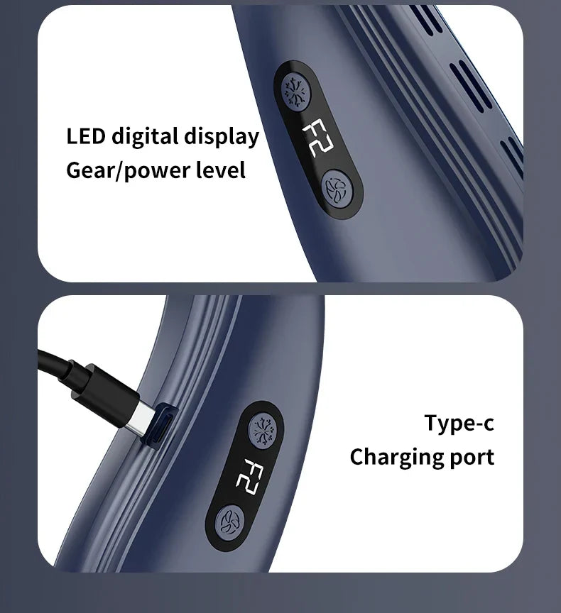 Portable Neck Fan 5200mAh – Rechargeable Wearable Semiconductor Cooling Fan, Personal Outdoor Neck Air Conditioner | Kalsten