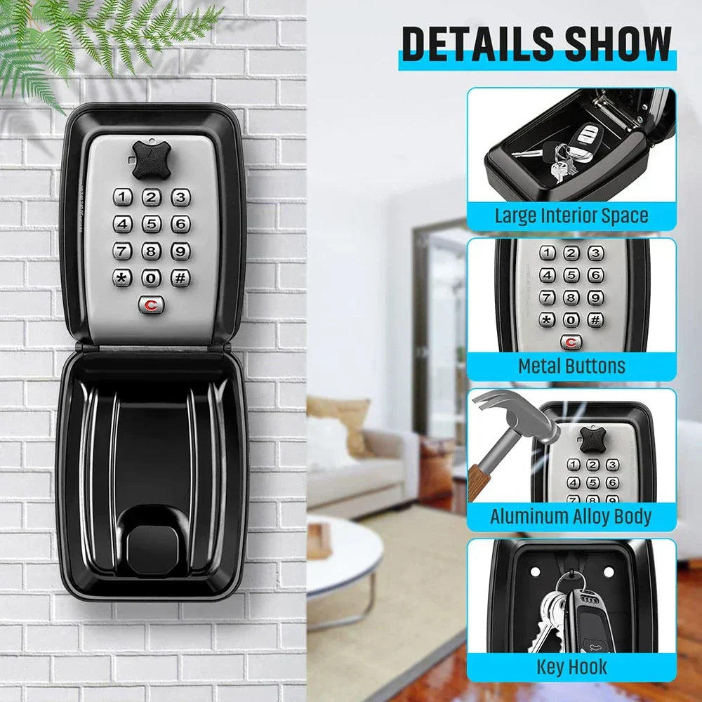 BowLift | Waterproof Wall-Mounted Key Safe Box – Outdoor Lockable Key Storage with Combination Code