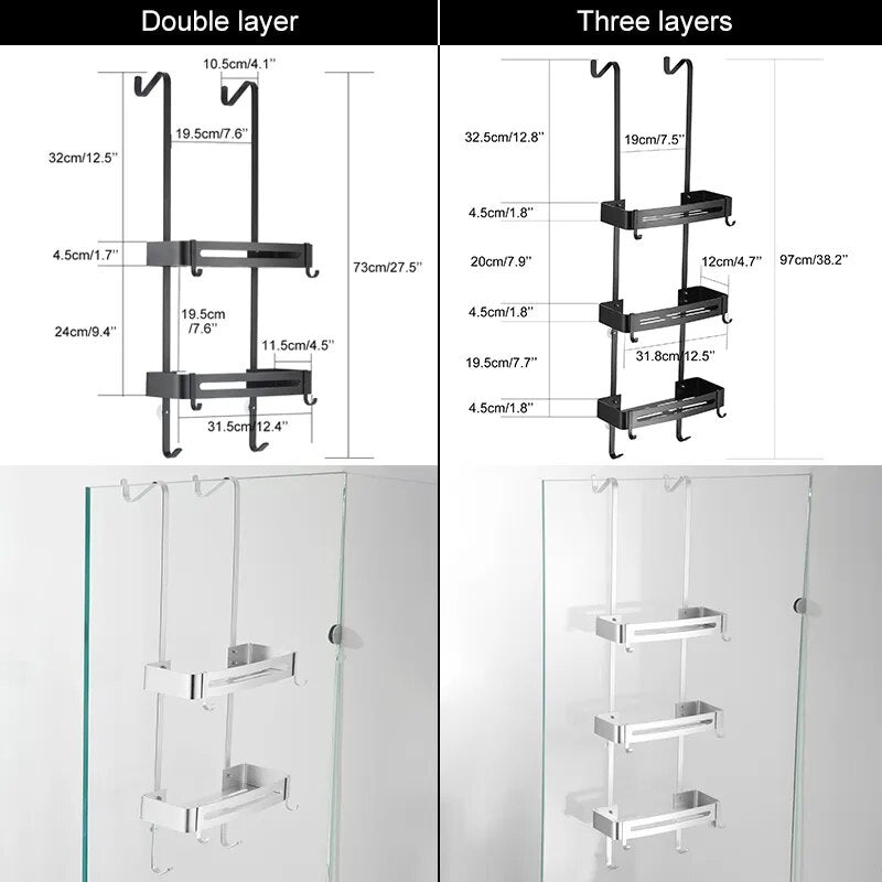 Kalsten | Sleek Shower Nail-Free Dual Layer Organizer Rack