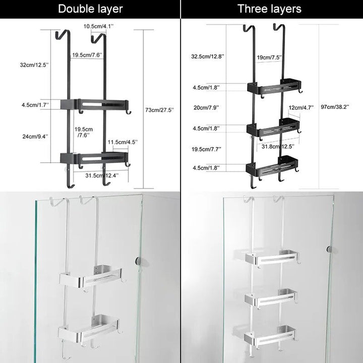 Kalsten | Sleek Shower Nail-Free Dual Layer Organizer Rack