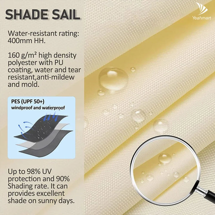 Kalsten | Waterproof Rectangular Sun Shade Sail with UV Protection & Mounting Kits – ShadeGuard