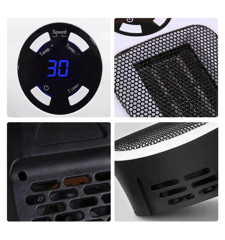 Electric heater with thermostat - Energy-efficient room heating, fast heating function, ideal for indoor use, overheat protection, compact and portable | Kalsten