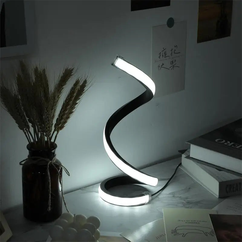 Modern LED Spiral Table Lamp – Three-Speed Dimming, USB Power, Decorative Bedroom & Desk Light | Kalsten