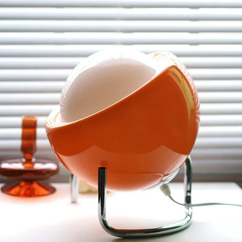 Aurivio Table Lamp | Glass & Stainless Steel | Retro-Nordic Design | LED Night Light Beige/Orange | Ø21×H25 cm | Kalsten