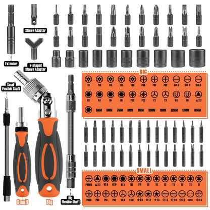 Skanto | 68-in-1 Ratchet Screwdriver Set with Magnetic Bits & Extension Bar – FortiDrive