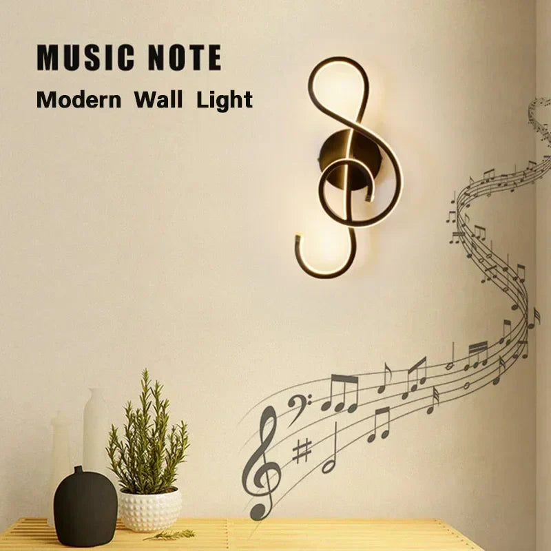 Modern LED Wall Lamp - Musical Note Wall Sconce for Bedroom, Living Room, and Study, Touch On/Off, Up & Down Light Direction, Indoor Home Decor | Kalsten