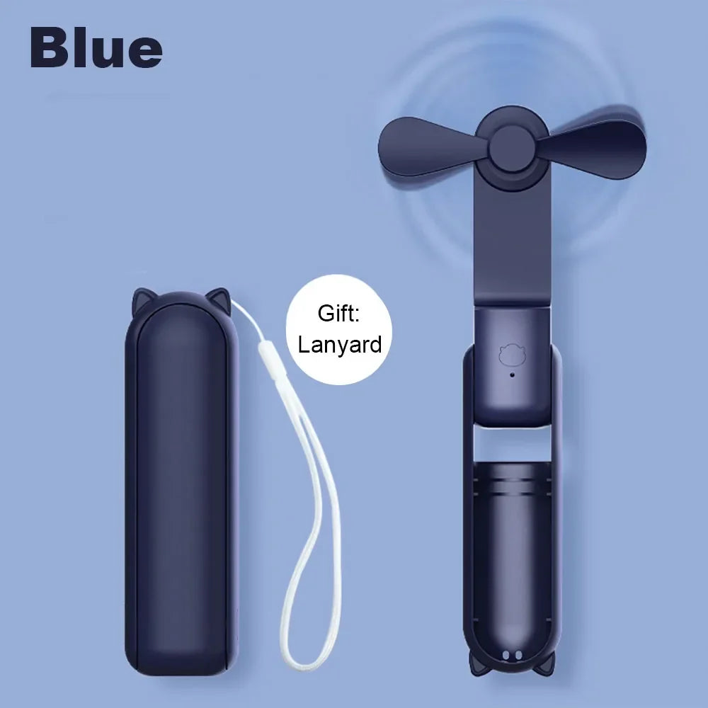 Portable Mini Handheld USB Fan – Rechargeable Folding Pocket Fan with Battery, Cooling Hand Fan and Power Bank Function | Kalsten