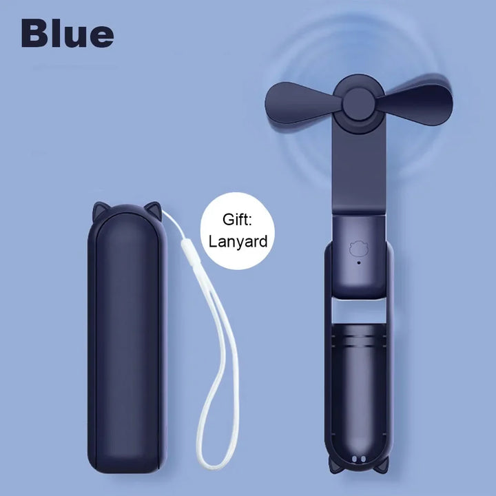 Portable Mini Handheld USB Fan – Rechargeable Folding Pocket Fan with Battery, Cooling Hand Fan and Power Bank Function | Kalsten