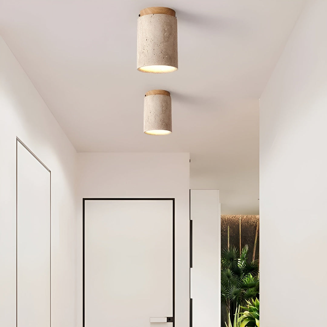 ZenElegance Wabi Sabi Luxury Ceiling Lighting - Natural Travertine LED Kalsten