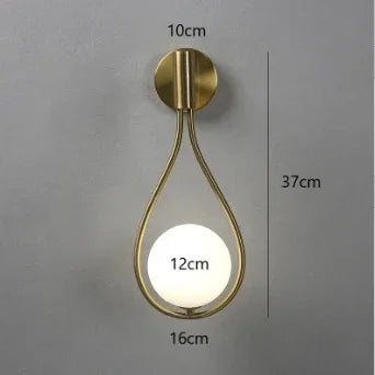 Modern Metal and Glass Ball Wall Lamp – Nordic Style Wall Lighting for Living Room, Bedroom, Aisle, Corridor, and Staircase – AC Powered, LED Bulb Included | Kalsten