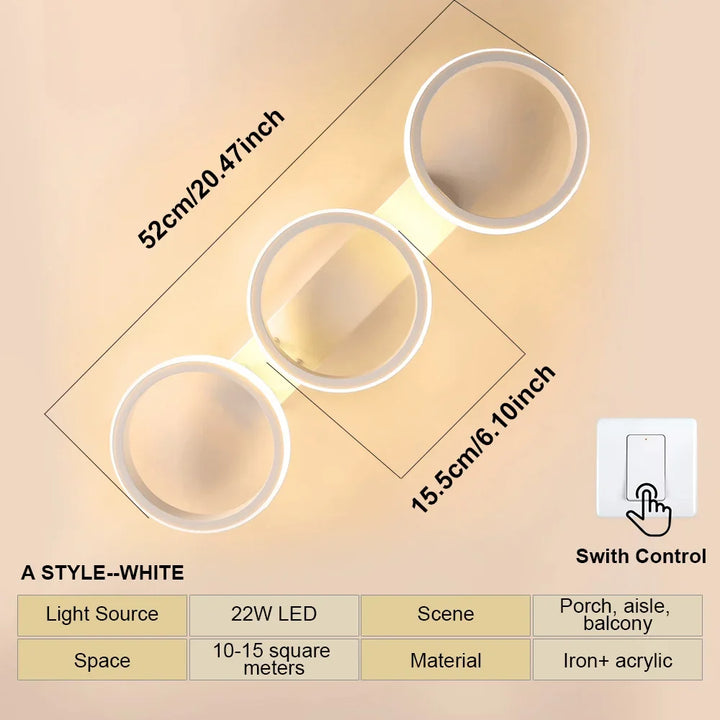 Modern LED Aisle Ceiling Light – 2-Ring Surface-Mounted Lighting Fixture for Hallway, Balcony, and Indoor Spaces | Kalsten