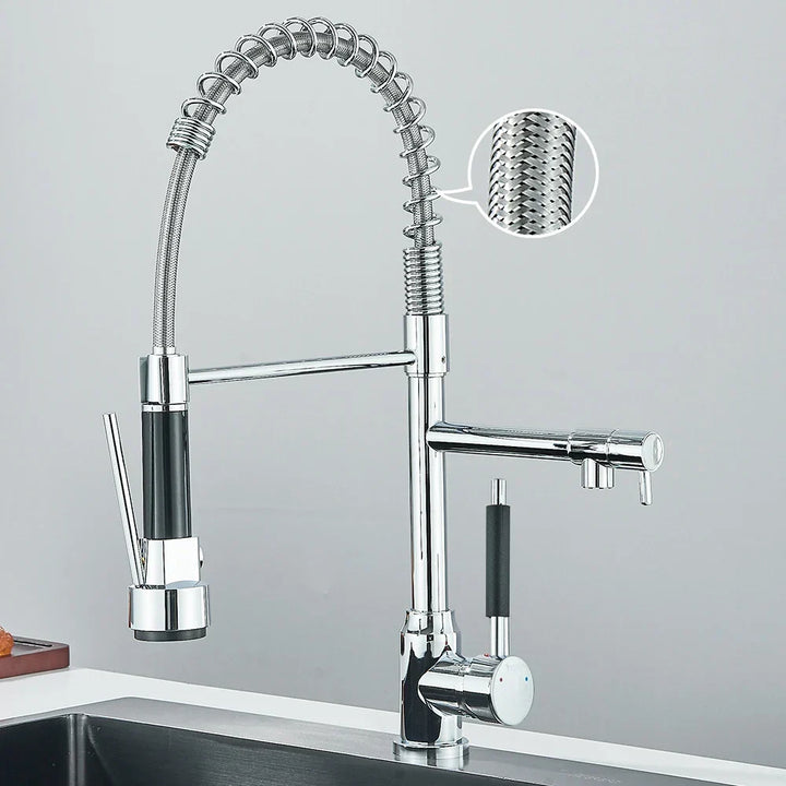 Faucet with Double Spout – High-Quality Faucet for Flexible Washing, Swivable, Ideal for Modern Kitchens, Easy to Clean and Simple Installation | Kalsten