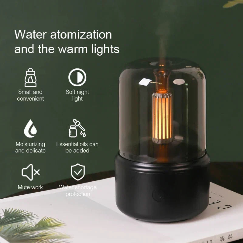 Retro Aroma Diffuser with Night Light – USB Humidifier for Essential Oils for Home and Office