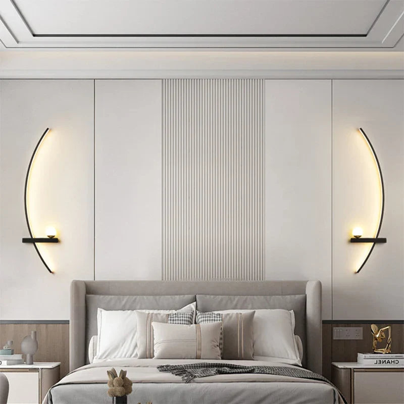 Modern LED Wall Lamp Black Gold - Sleek Long Strip Design for Versatile Illumination | Kalsten